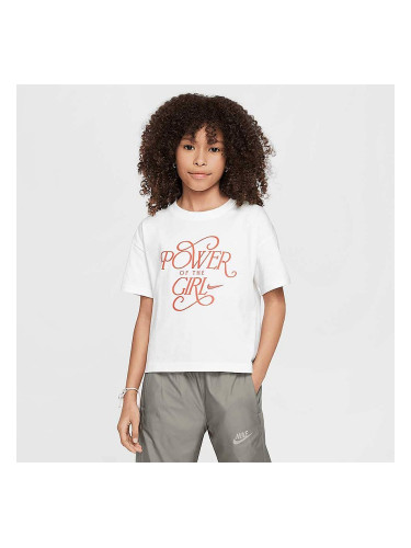 ДЕТСКА ТЕНИСКА ЗА МОМИЧЕ NIKE HM6305-100 NSW TEE POWER БЯЛА