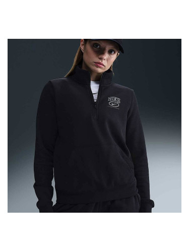 ДАМСКА БЛУЗА NIKE HJ0985-010 NSW CLUB FLC MOCK GX QZ TOP ЧЕРНА