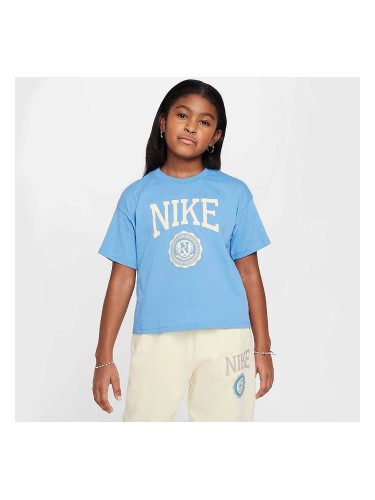 ДЕТСКА ТЕНИСКА ЗА МОМИЧЕ NIKE HM6303-440 NSW TEE GRAPHIC STAR СИНЯ