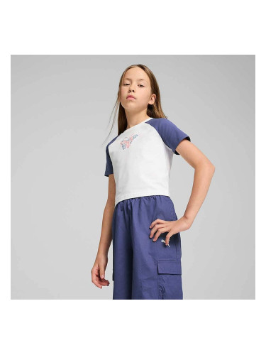 ДЕТСКА ТЕНИСКА ЗА МОМИЧЕ PUMA 62988302 BUTTERFLY VIBE BABY TEE G БЯЛА/СИНЯ