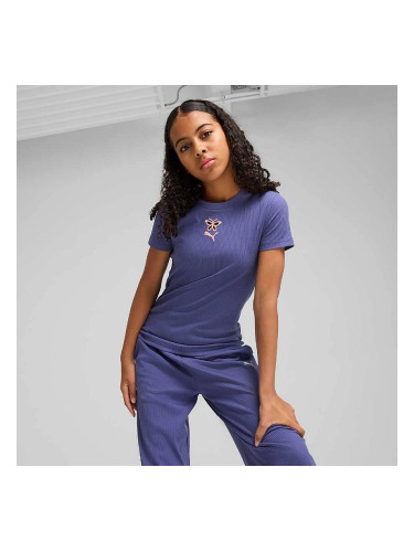 ДЕТСКА ТЕНИСКА ЗА МОМИЧЕ PUMA 63074546 GRAPHICS RIBBED TEE IV G СИНЯ