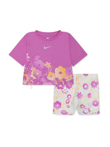 ДЕТСКИ СПОРТЕН ЕКИП ЗА МОМИЧЕ NIKE 26M848-P23 FLOW-RAL AOP BIKE SHORT SE РОЗОВ/СИВ