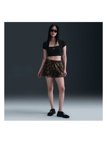 ДАМСКИ КЪСИ ПАНТАЛОНИ NIKE HQ5704-220 NSW CHLL FT MR 4IN AOP SHT КАФЯВИ