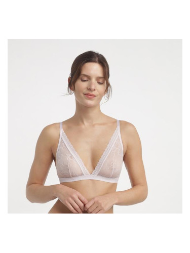 DIM ROMANCE TRIANGLE WIREFREE BRA - Women's Lace Bra Without Underwire - Pink