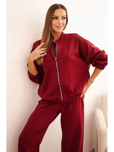 Polski Women's cotton set with wide legs and zip-up hoodie black