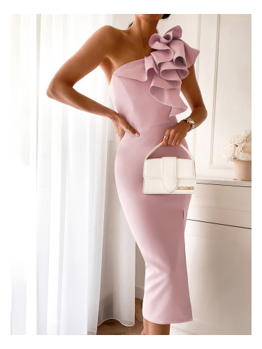 Edoti Women's midi dress with straight neckline elegant MEGAN DL