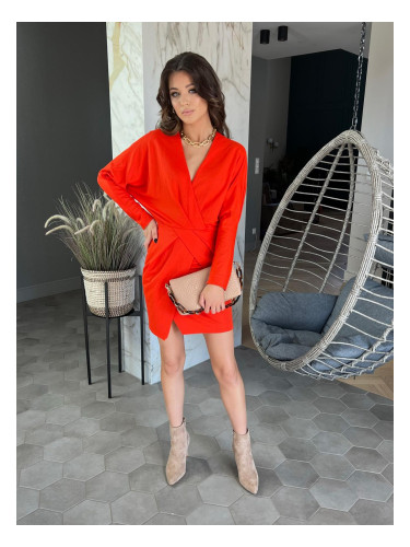 Edoti Women's mini dress with long sleeves and v-neck COCO DL