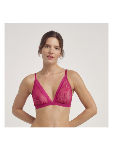 DIM ROMANCE TRIANGLE WIREFREE BRA - Women's Lace Bra Without Underwire - Red