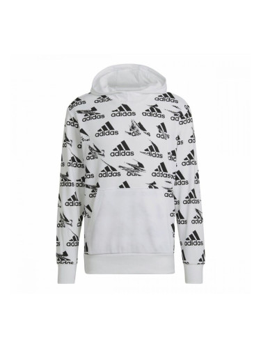 Мъжки суичър с качулка Adidas Essentials Brandlove Бял - XS