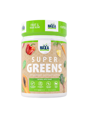 ХАЯ ЛАБС СУПЕР ГРИЙНС С АРОМАТ НАТУРАЛЕН ШЕЙК ЯБЪЛКА прах 300 г