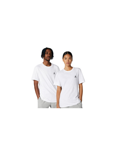 Converse Go-To Embroidered Star Chevron Standard Fit T-Shirt White Unisex - Тениски Converse - Бял - 10023876-A01-M - Size: M