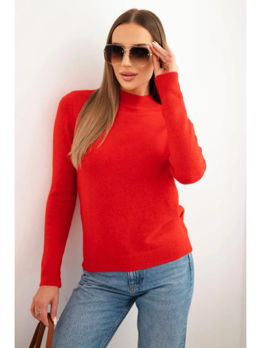 Kesi Włoski Women's sweater with a mock turtleneck made of soft knit red