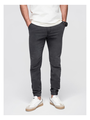 Ombre Men's JOGGERS denim pants with wash effect - grey