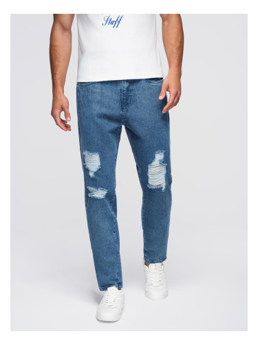 Ombre Men's denim pants CARROT FIT with rubbing - blue