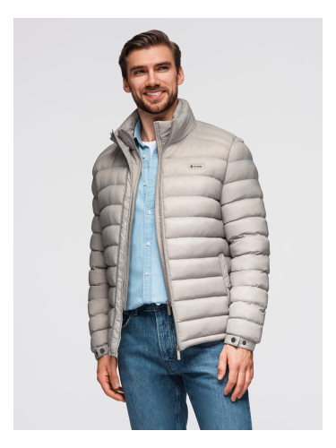Ombre Men's quilted jacket with two fasteners - light grey