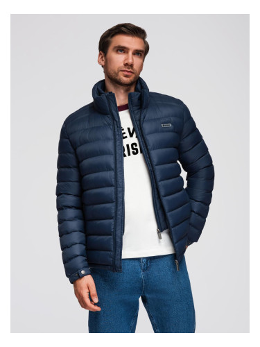 Ombre Men's quilted jacket with two fasteners - navy blue