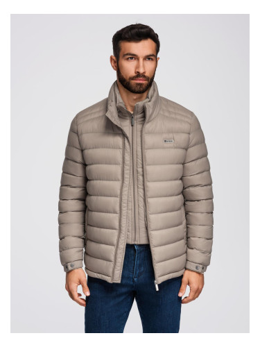 Ombre Men's quilted jacket with two fasteners - dark beige