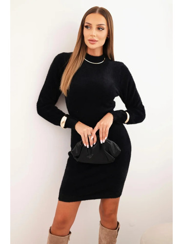 Kesi Włoski Women's sweater dress with a mock turtleneck made of soft alpaca black