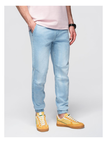 Ombre Men's JOGGERS denim pants with wash effect - light blue