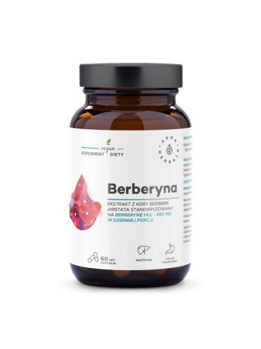 Контрол на кръвната захар и холестерола - Берберин, 490 mg х 60 капсули Aura Herbals
