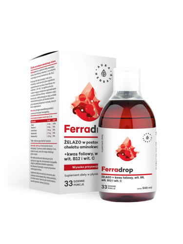 Желязо + фолиева киселина с витамини С, В6, В12 500 ml | Aura Herbals