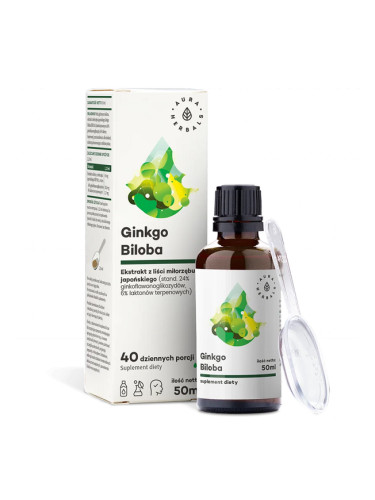 Кръвообращение и мозъчна функция - Гинко Билоба, 50 ml Aura Herbals