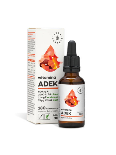 Подпомага костите, зъбите и имунитета - Витамин А, К2, D3, E -  30 ml капки Aura Herbals