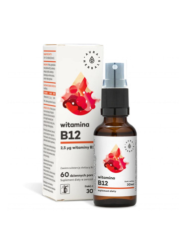 Нервна система - Витамин В12 (цианокобаламин), орален спрей 30 ml Aura Herbals
