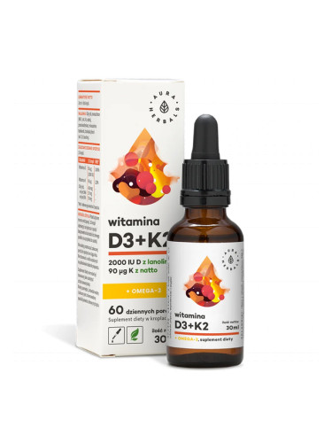 Витамин D3 + K2 + Oмега-3 30 ml капки | Aura Herbals