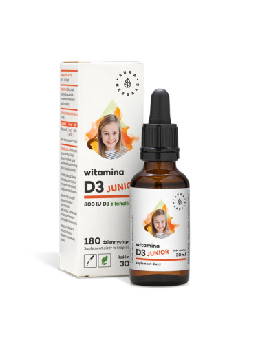 Имунна и костна система - Витамин D3 (800 IU)  - за деца и възрастни, 30 ml капки Aura Herbals