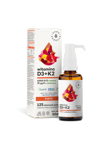 Витамин D3 1000 IU + K2 18.75 µg Форте, орален спрей 50 ml | Aura Herbals