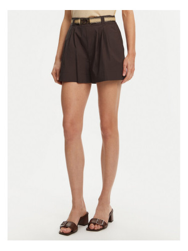 TWINSET Шорти от плат 251TT2106 Кафяв Loose Fit