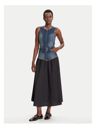 Desigual Дънкова рокля Poplin 25WWVD03 Тъмносин Regular Fit