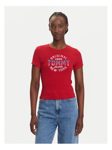 Tommy Jeans Тишърт DW0DW21421 Червен Slim Fit