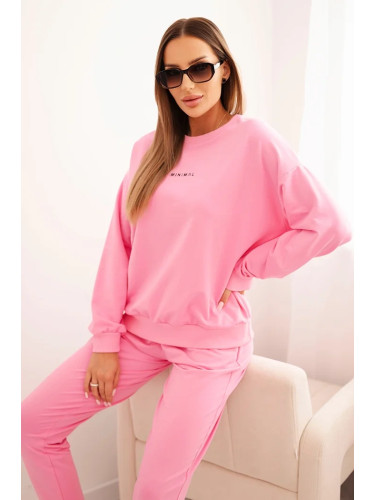 Polski Women's cotton set with Minimal print light pink