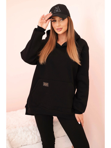 Polski Women's cotton set with a hoodie and high-waisted leggings black