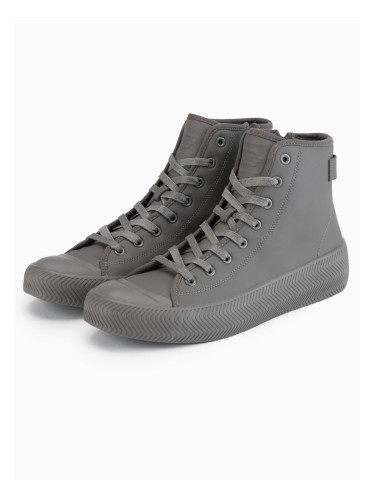 Ombre Men's high top sneakers with zipper for easy donning - dark beige