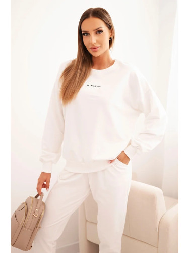 Polski Women's cotton set with Minimal print ecru