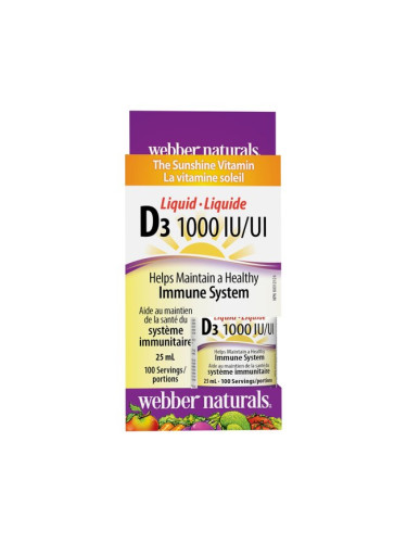 Витамин D3 1000 IU (течен) 25 ml /100 дози | Webber Naturals