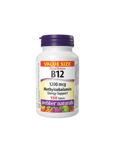 Витамин В12 1200 µg (метилкобаламин) 150 таблетки с удължено освобождаване | Webber Naturals