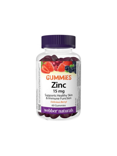 Цинк (глюконат) Гъми 15 mg 60 желирани таблетки | Webber Naturals