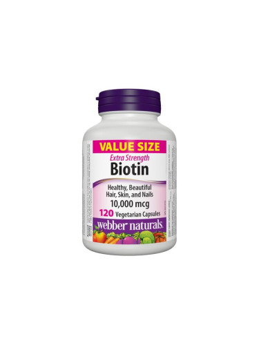 Биотин Extra Strength 10000 µg 120 V капсули | Webber Naturals