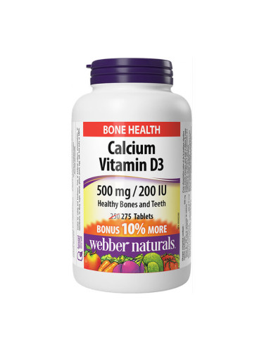 Калций 500 mg + Витамин D3 200 IU 275 таблетки | Webber Naturals