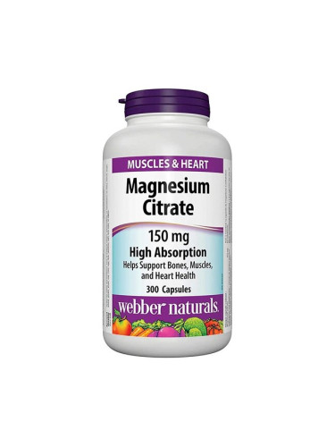 Магнезий Цитрат с висока абсорбция 150 mg 300 капсули | Webber Naturals