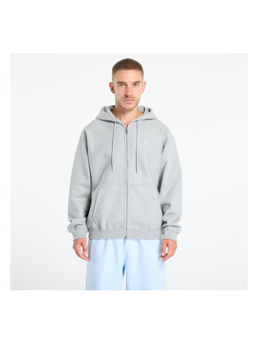 Суитшърт Nike Solo Swoosh Men's Full-Zip Fleece Hoodie Dk Grey Heather/ Lt Smoke Grey/ White XS