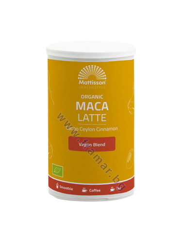 МАТИСЪН ЛАТЕ С КАКАО, МАКА, ЛУКУМА И ЦЕЙЛОНСКА КАНЕЛА БИО прах 160 г