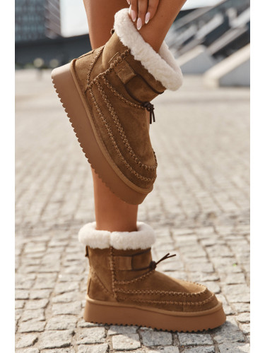 BIG STAR SHOES зашеметяващи дамски зимни обувки от набук с декорации Big Star