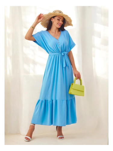 Resti Women's midi dress with short sleeves and decorative buttons