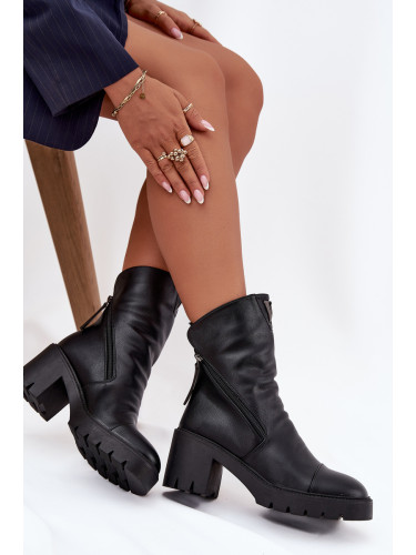 Дамски боти с масивен ток с двойно закопчаване Vinceza