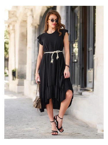 Resti Women's midi dress with ruffles and short sleeves
